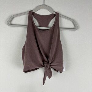 NEW Gap Fit Brown Breathe Tie-Front Cropped Brami Tank Top Size Large